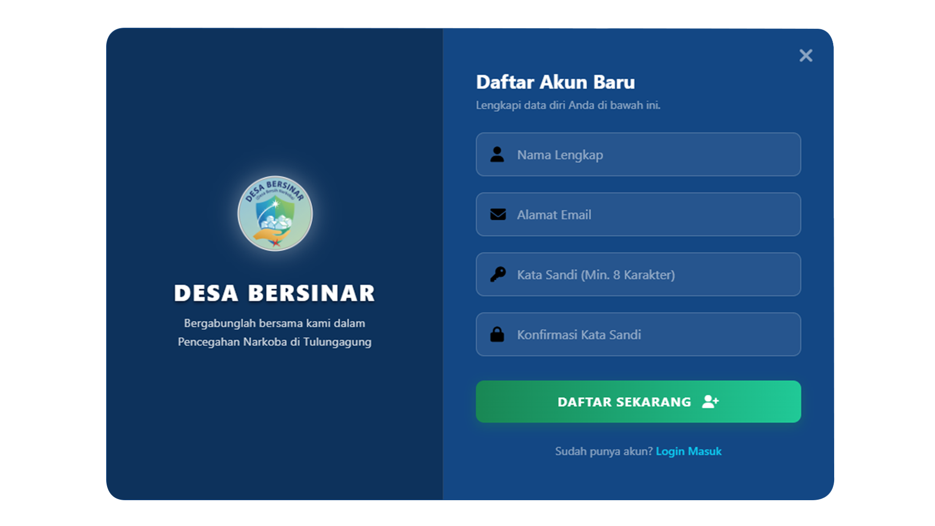 Login lewat Daftar Sekarang